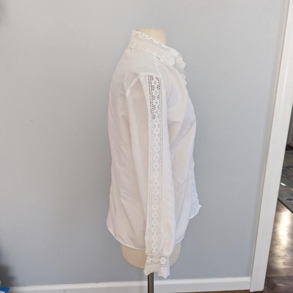 Women's Vintage Adelaar 12 White Lace Button Down Blouse USA MADE SPOT - Picture 8 of 10
